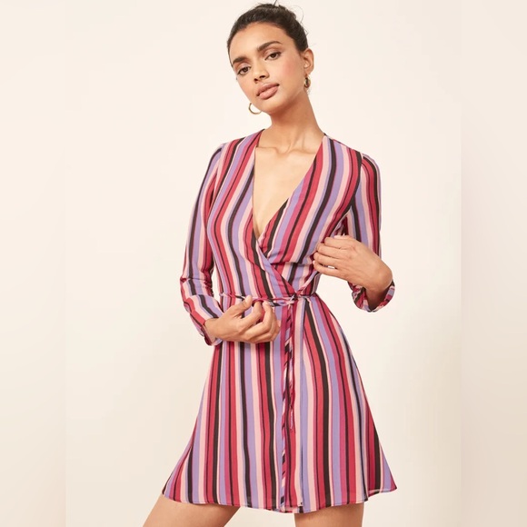 REFORMATION- GJELINA WRAP MINI DRESS (NWT) - Picture 4 of 13